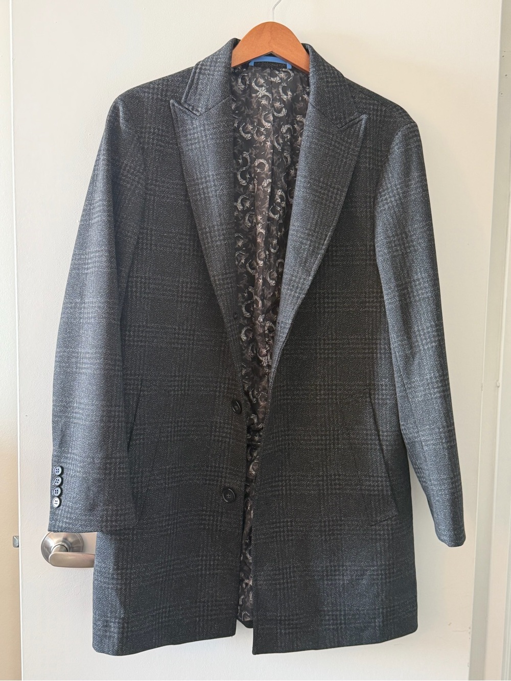 Men's Charcoal Glen Plaid Blazer Coat